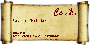 Csiri Meliton névjegykártya